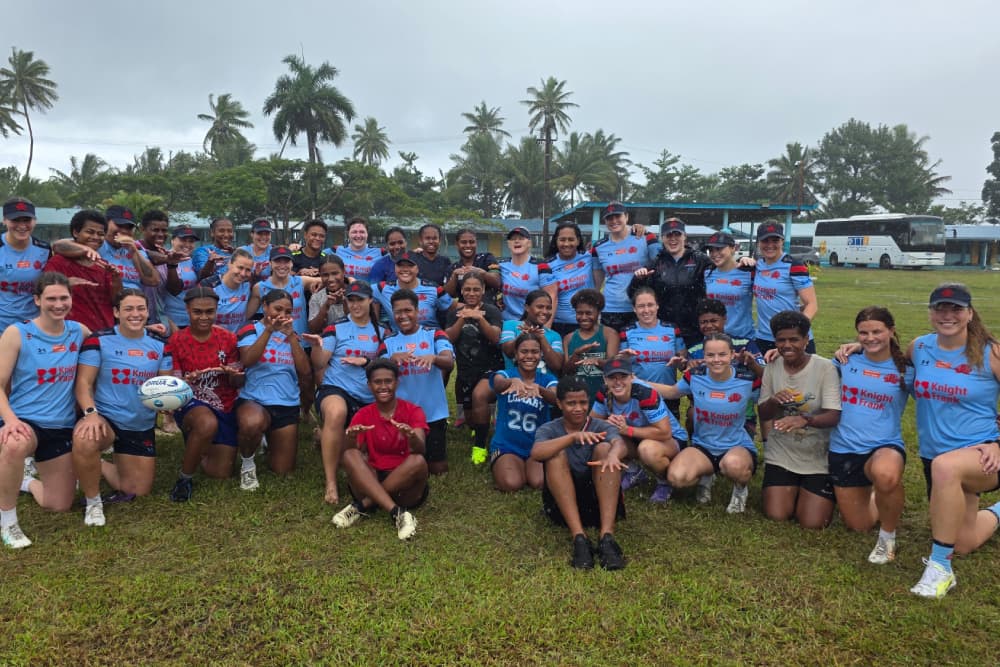 The Waratahs engaged with the future stars of Fiji Rugby ahead of Saturday's pre-season trial with the Drua. Photo: Supplied