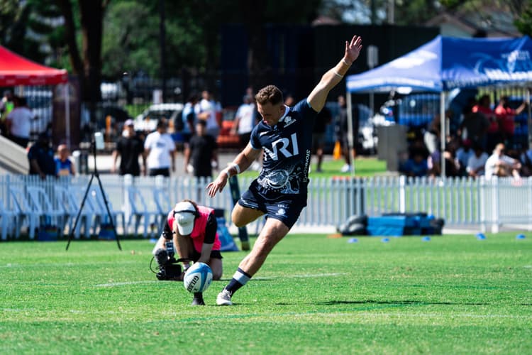 Jack Bowen kicks off for the NSW Waratahs against NSW Pasifica