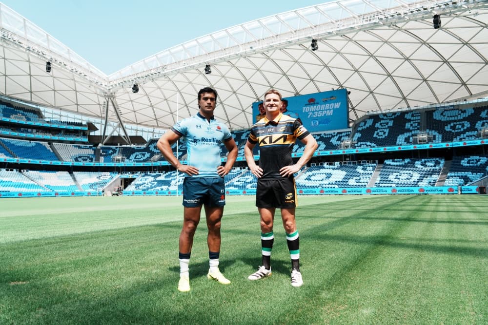 Jordie Barrett has backed Joseph-Aukuso Suaalii to succeed at outside centre. Photo: Hugo Carr/NSW Waratahs Media